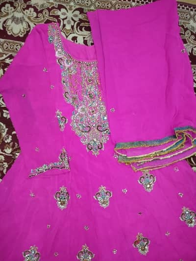 Radiant Pink Embroidered Anarkali Dress