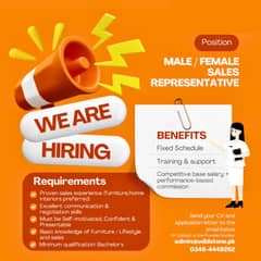 We are hiring Sales Representative (Male/Female)