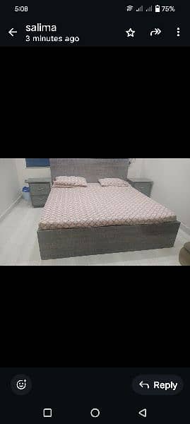 king size bed set with 2 side tables without mattress 0