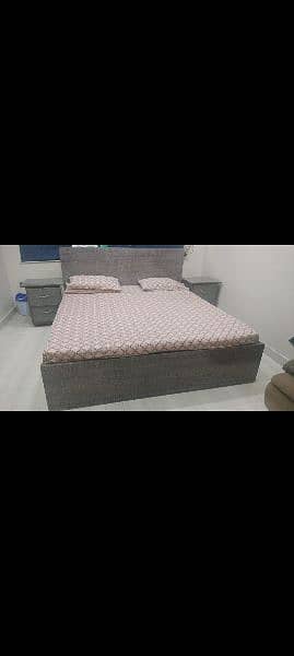 king size bed set with 2 side tables without mattress 1