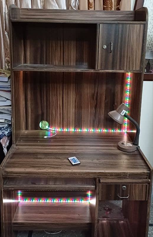 Study Table / Computer Table with RGB Lights, lamp, and chair 1