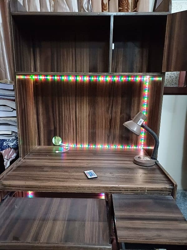 Study Table / Computer Table with RGB Lights, lamp, and chair 2