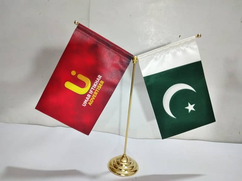 CEO Desk Flag | Custom Logo Flags with Elegant Pole Sets, FROM LAHORE 11