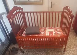 Moveable Wooden Baby Cot with mattress for sale