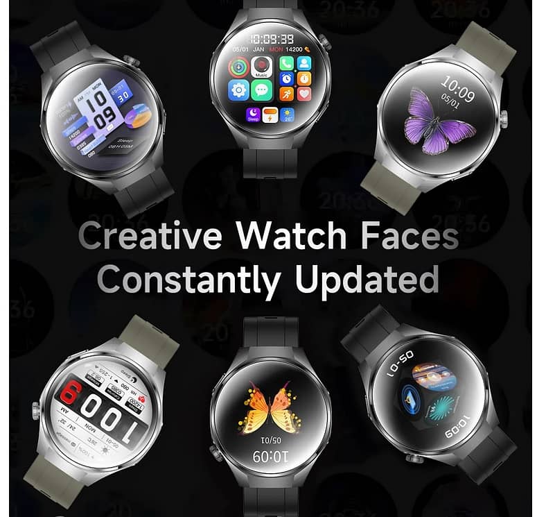 Spherical Video Watch Face Health Fitness Tracker Bluetooth Call Metal 4