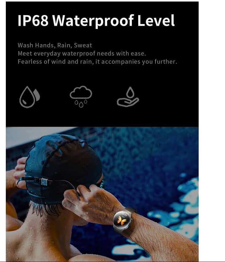 Spherical Video Watch Face Health Fitness Tracker Bluetooth Call Metal 15