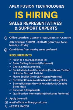Sales Representatives & Support Experts