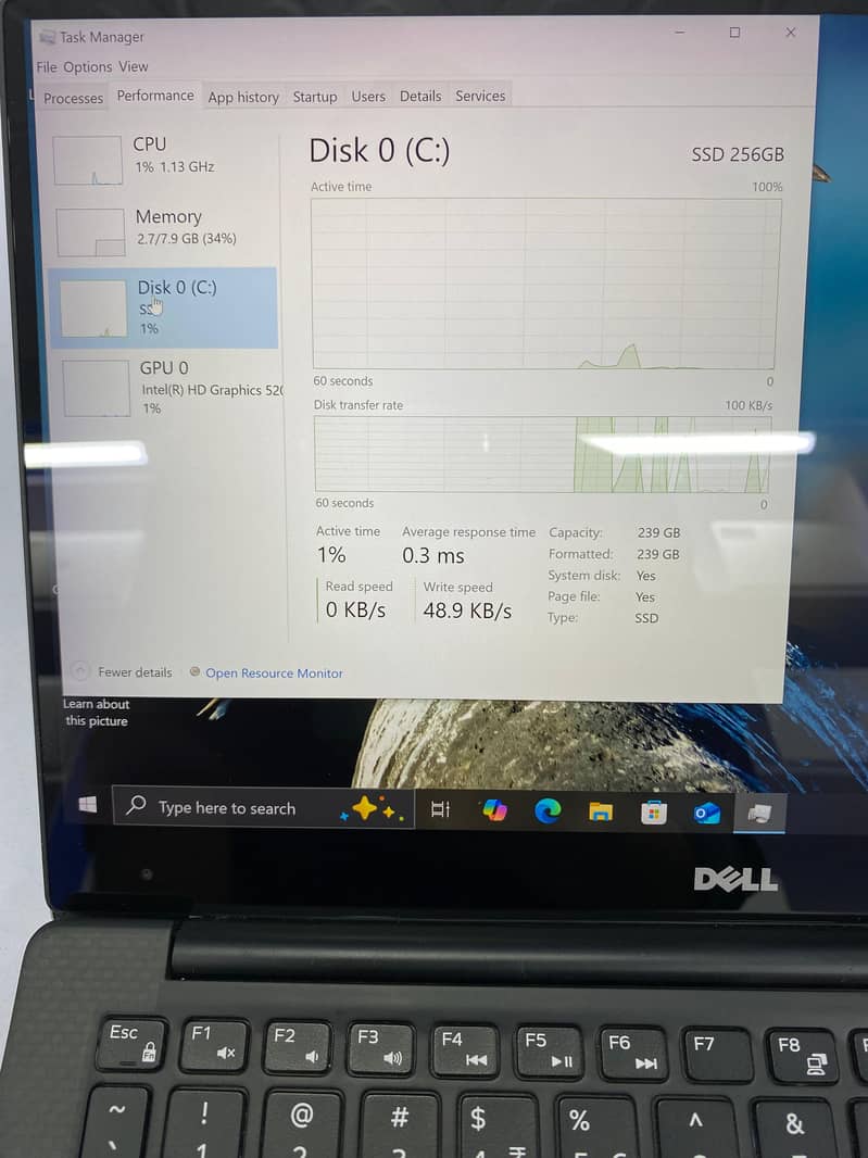 DELL XPS 13 CORE i7-6th Generation (8/256) 9