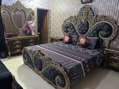 pure wood bed set. . bed+side table+dressing table