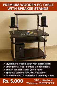Premium Wooden PC Table with Speaker Stands – Just Rs. 5,000!