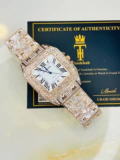 All Rose Gold Square Tank Iced Out Watch