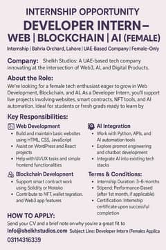 Developer Intern – Web | Blockchain | AI (Female)