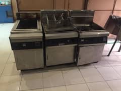 Fryers, Blancher, Trolleys. All SS
