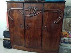 Dark Wooden Wardrobe/Almari 3 Sections Joint