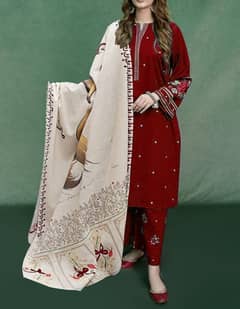 2 Pcs Women's Unstitched Embroidered Suit