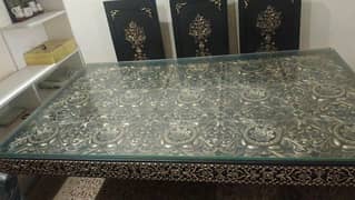 dinning table 6 chairs and 1 showcase