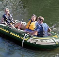 Intex Seahawk 3 Boat Set, 116-Inch x 54-Inch x 17-Inch Size, GreenYel