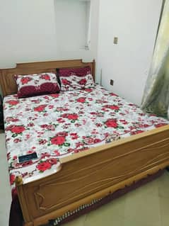 wooden bed pure raw wood with mattress