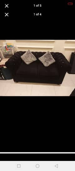 black chester style 2 seater set of 2 and one storage puffy
