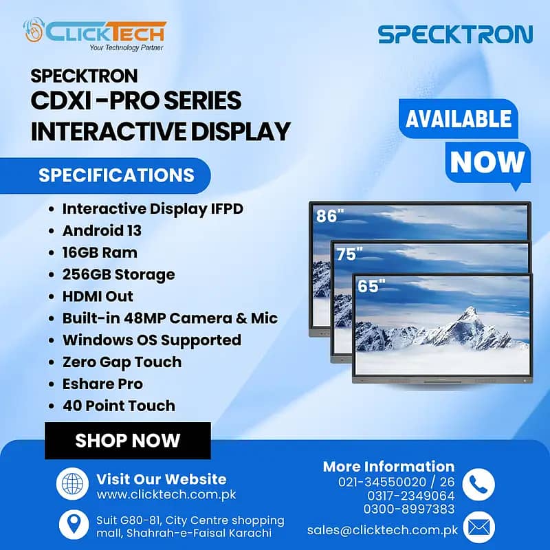 Specktron Interactive Touch Screen| Smart Board LED | Smart Class Roo 2