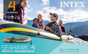INTEX 68351EP Seahawk 4 Inflatable Boat Set Includes Deluxe 54in Alum