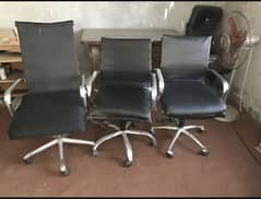 3 Office solid chairs for sale total steel heavy load cheep price