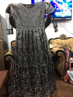 Grey and black Froq with trouser and dupata