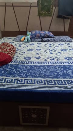 wooden bed with side daraz and mirror 70000/= only