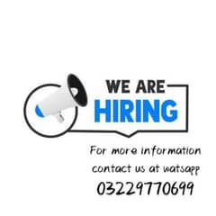 urgent staff required of 50 persons