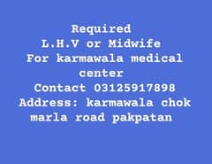 urgent need LHV or Midwife