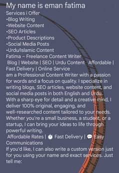 "Professional Content Writer for Blogs, Websites & Business"