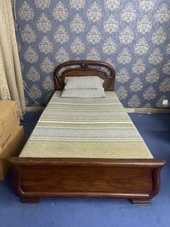 Real wood single bed with mattress…. good as new