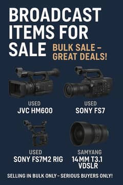 We are Selling Professional Broadcast Cameras & Equipment
