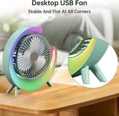 Colorful Desktop Fan | USB Rechargeable, Light Smart Desktop Fan