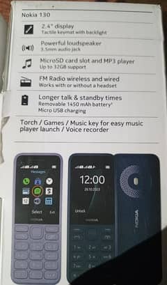Nokia 130 With Box Charger and 5 month warranty 10by10 condition