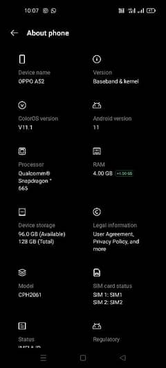 oppo A52 10 by 9 condition