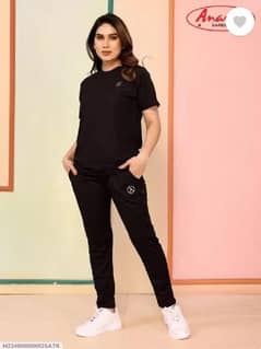 trendy printed track suit  - 2pcs set in Black