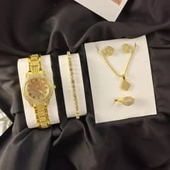 6-in-1 Luxury Rose Gold Women's Watch & Jewelry Gift Set Elegant
