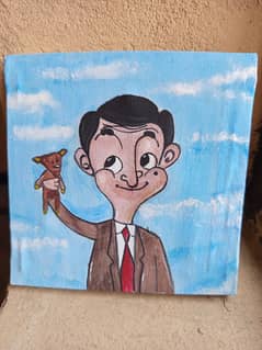 Mr. Bean painting cartoon characters | home decor