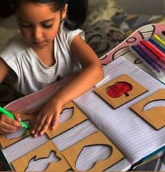 44 Pcs Wooden Stencils For Kids Learning And Playing