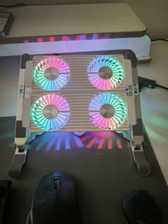 Aluminium Laptop cooling stand with 4 rgb lights fans