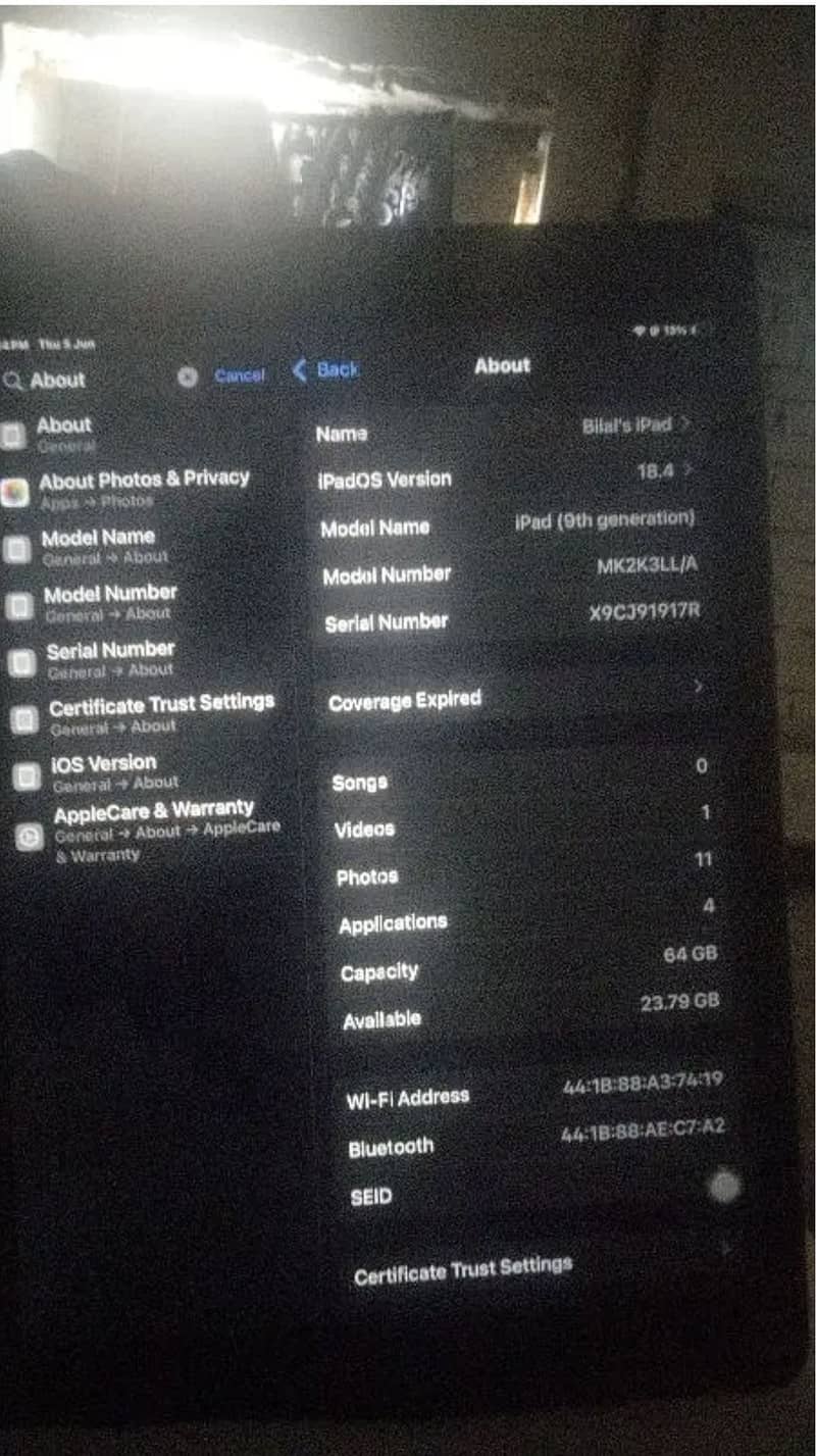 Exchange and sell iPad 9th generation all ok just line in led 2