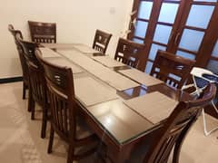dining table with 8 wooden chairs