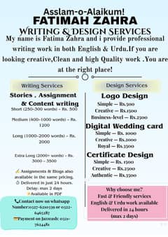 Writing & Designing services