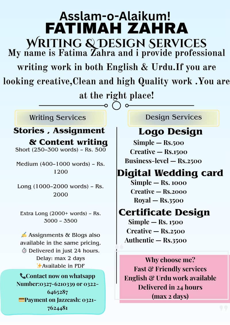 Writing & Designing services 0