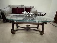 Centre Table/2 Side Table/Victorian Style Coffee Table With Glass Top