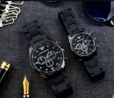 2 pcs Unisex stainless steel chronograph couple watches