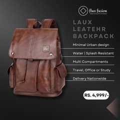 Laux Leather Backpack for School, Office or Travel.