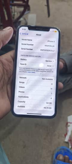 iphone X 64gb used battery 73 White colour