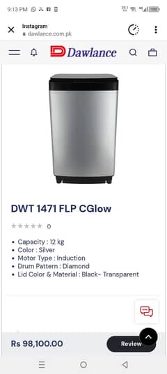 Dawlance C glow top load machine full Automatic